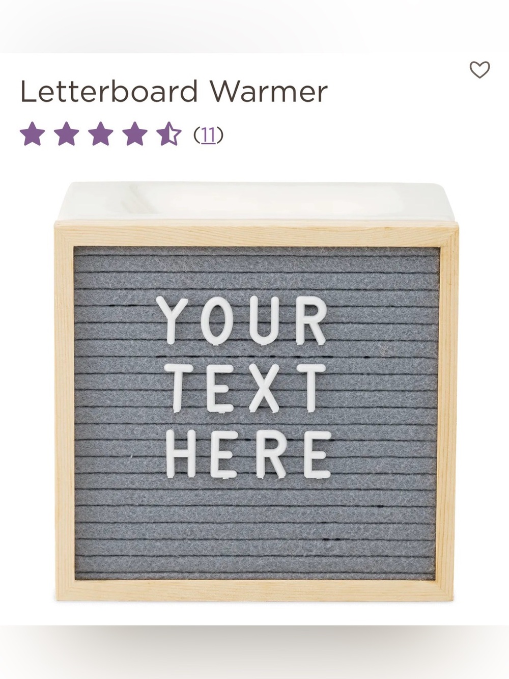 Scentsy Letterboard Warmer in Gray and Natural Wood